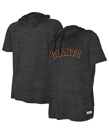 Черный пуловер с капюшоном с короткими рукавами и регланами Big Boys Heather San Francisco Giants Stitches