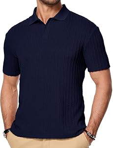 Mens Knit Polo Shirts Short Sleeve Button Down Texture Polo T Shirts Casual Golf Polo Collared Shirts Dokotoo Men