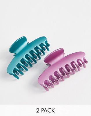 DesignB London, набор из 2 заколок для волос фиолетового и синего цвета металлик. DesignB London