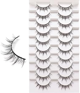 Losha Manga Lashes Fluffy Faux Mink Lashes 14 Pairs Natural False Lashes Pack Wispy Short Anime Lashes Look Like Individual Clusters (3D1009) Losha