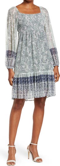 Сетчатое платье Babydoll с длинными рукавами и цветочным принтом Gabby Skye