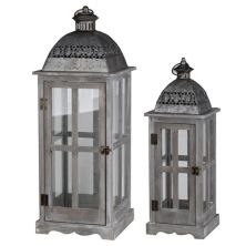 Set of 2 Gray and Silver Classic Scape Lanterns 28&#34; A&B Home