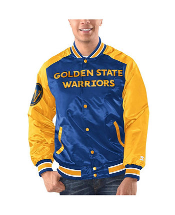 Men's Royal, Gold Golden State Warriors Renegade Satin Full-Snap Varsity Jacket Starter