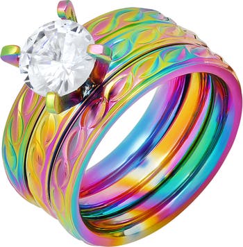 Набор пасьянсов Rainbow IP из нержавеющей стали с имитацией бриллианта HMY Jewelry
