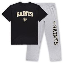 Мужская футболка Concepts Sport черного/серого цвета New Orleans Saints Big & Tall, комплект для сна и брюки Unbranded
