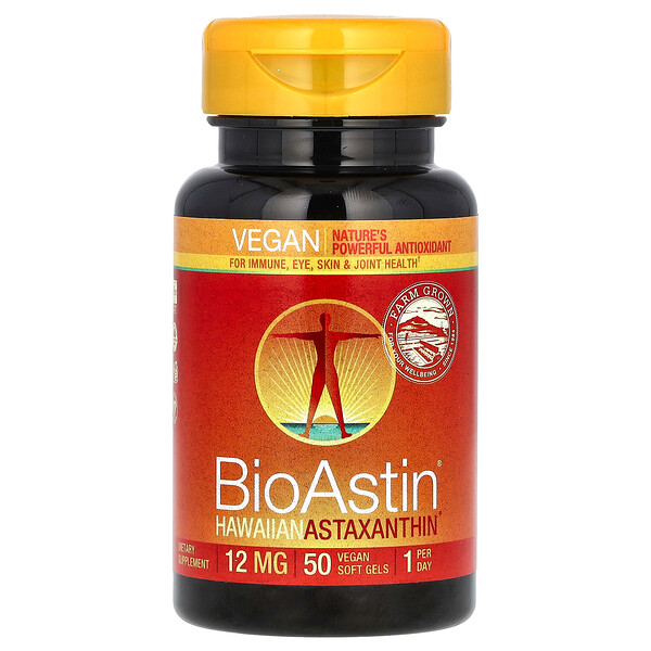 BioAstin, Гавайский астаксантин, 12 мг, 50 мягких веганских желатиновых капсул Nutrex Hawaii