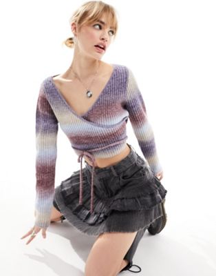 Разноцветный вязаный укороченный свитер с запахом Reclaimed Vintage Reclaimed Vintage