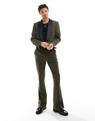 ASOS DESIGN skinny flare suit pants in green ASOS DESIGN