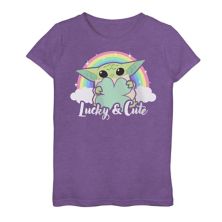 Девочки 7–16 лет «Звездные войны» «Мандалорец Lucky &amp; Милая футболка с рисунком Rainbow Shamrock Grogu, также известная как Baby Yoda Star Wars