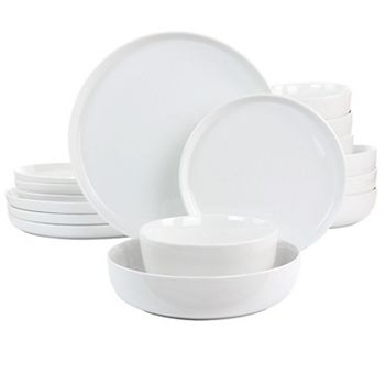 Gibson Home White Deco 16 Piece Fine Ceramic Dinnerware Set Gibson Home