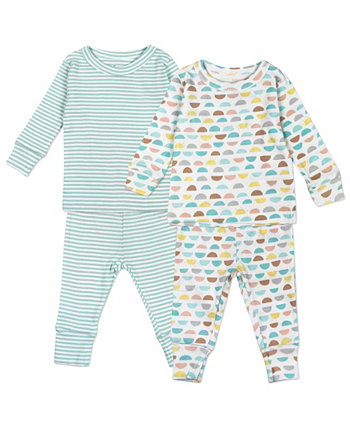 Органические пижамы и топы с принтом Sun Geo и Stripes для мальчиков и девочек, комплект из 4 предметов Mac & Moon