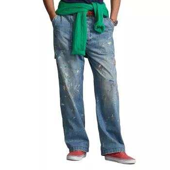 Прямые джинсы Carpenter с разбрызганной краской Polo Ralph Lauren