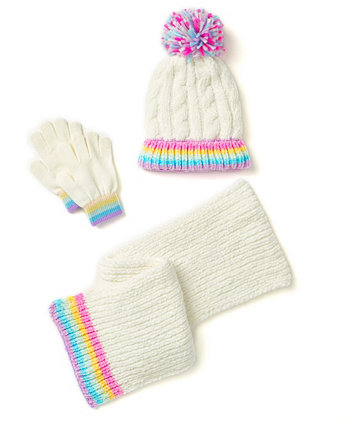 Шляпа, перчатки и шарф из синели Rainbow Sugar для больших девочек, набор из 3 предметов InMocean