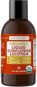 Kate Naturals Sunflower Lecithin Liquid (Жидкость) for Cooking and Baking. Liquid Lecithin for Gummies (Жевательные конфеты), Smoothies & Lactation Supplement (4oz, Organic, Vegan, Gluten-Free) Kate Naturals