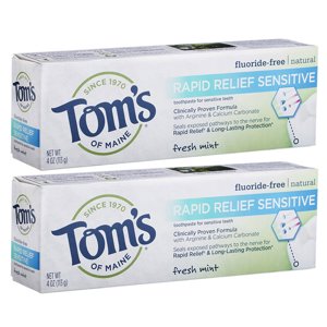 Tom's of Maine, Natural Rapid Relief Sensitive Toothpaste, Natural Toothpaste, Sensitive Toothpaste, Fresh Mint, 4 Ounce, 2-Pack Tom's of Maine