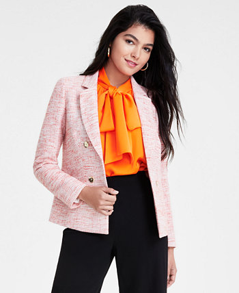 Women's Open-Front Long-Sleeve Tweed Blazer, Created for Macy's Bar III