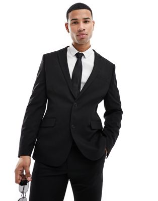 ASOS DESIGN skinny suit jacket in black twill ASOS DESIGN