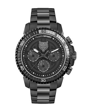 Мужские часы с хронографом и датой, кварцевые часы Powerlift, черный браслет из нержавеющей стали, 45 мм Plein Sport