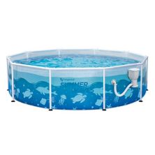 Summer Waves Active 10' x 30&#34; Outdoor Round Frame Above Ground Ocean Pool Set Summer Waves