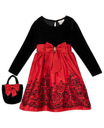 Детский Сарафан Rare Editions Little Girl Flocked Satin Social Dress, 2-Piece Set Rare Editions