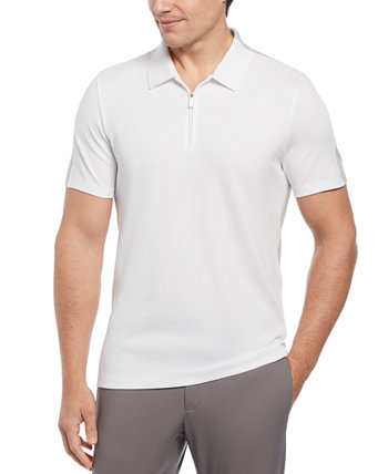 Мужская рубашка-поло с молнией 1/4 классического кроя, эластичная рубашка с разрезом и цветными блоками Perry Ellis