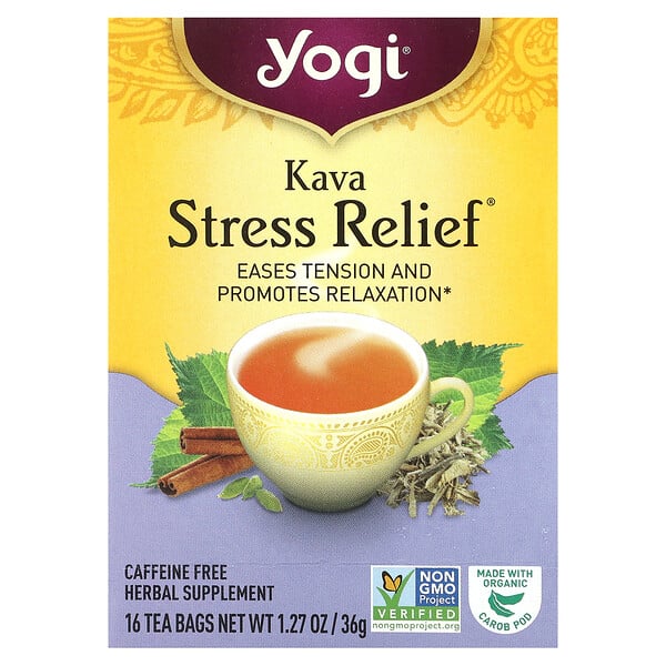 Kava Stress Relief, без кофеина, 16 чайных пакетиков, 1,27 унции (36 г) Yogi