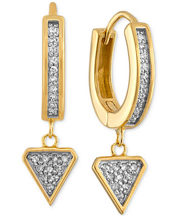 Diamond Triangle Dangle Huggie Hoop Earrings (1/3 ct. t.w.) in 14k Gold-Plated Sterling Silver, Created for Macy's ESQUIRE
