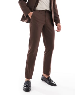 ASOS DESIGN slim suit pants in brown ASOS DESIGN