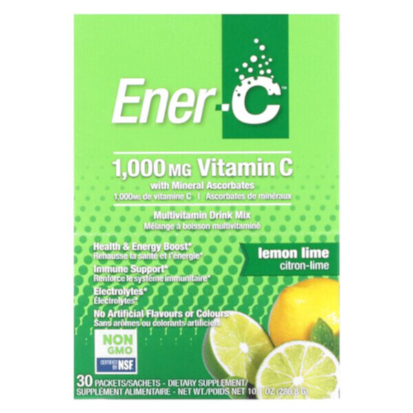Витамин C, Мультивитаминная смесь для напитков, лимон и лайм, 1000 мг, 30 пакетиков по 0,3 унции (9,56 г) каждый Ener-C