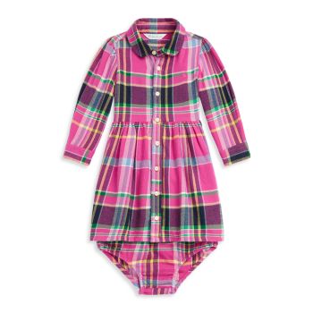Платье-рубашка из хлопкового твила для новорожденных девочек Polo Ralph Lauren