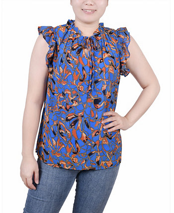 Блузка миниатюрного размера с оборками на рукавах и топом с завязками NY Collection