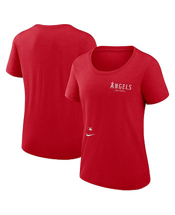 Women's Red Los Angeles Angels Authentic Collection Performance Scoop Neck T-shirt Nike