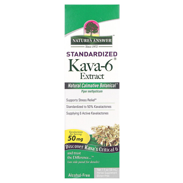 Kava-6 Экстракт, Стандартизированный, Безалкогольный - 30 мл - Nature's Answer Nature's Answer