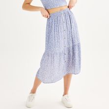 Juniors' Live To Be Spoiled Button Front Midi Skirt Live To Be Spoiled