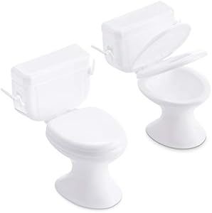 2 Pieces Mini Toilet Seat Toy Doll House Furniture Miniature Classic Bathroom Baby Toilet Toy Tiny Cake Topper Bathroom Furniture Dollhouse Accessories (White) Skylety