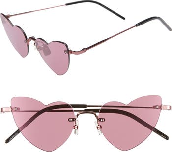 Солнцезащитные очки без оправы 50 мм в форме сердца Saint Laurent