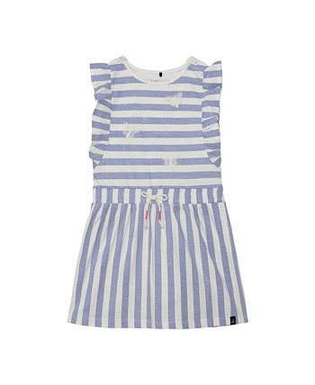 Girl Striped Short Sleeve Dress Blue & White - Toddler|Child Deux par Deux