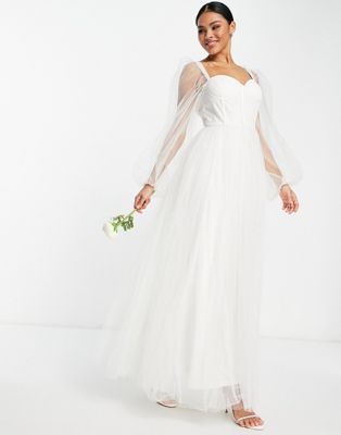 Платье макси цвета слоновой кости с широким корсетом Lace & Beads Bridal LACE & BEADS