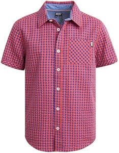 DKNY Boys' Shirt - Classic Fit Woven Short Sleeve Button Down Shirt - Casual Collared Shirt for Boys (4-20) DKNY