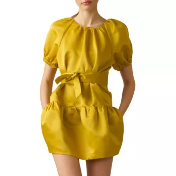 Атласное мини-платье Tulip с поясом Cynthia Rowley