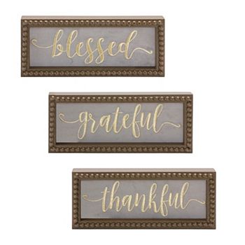 Melrose 3-pc. Framed Blessed Thankful Grateful Sign Set Melrose