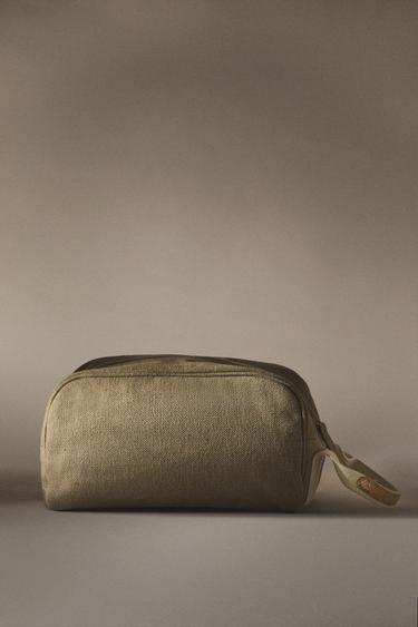 MINIMALIST MAKEUP BAG WITH LEATHER DETAIL Zara Home