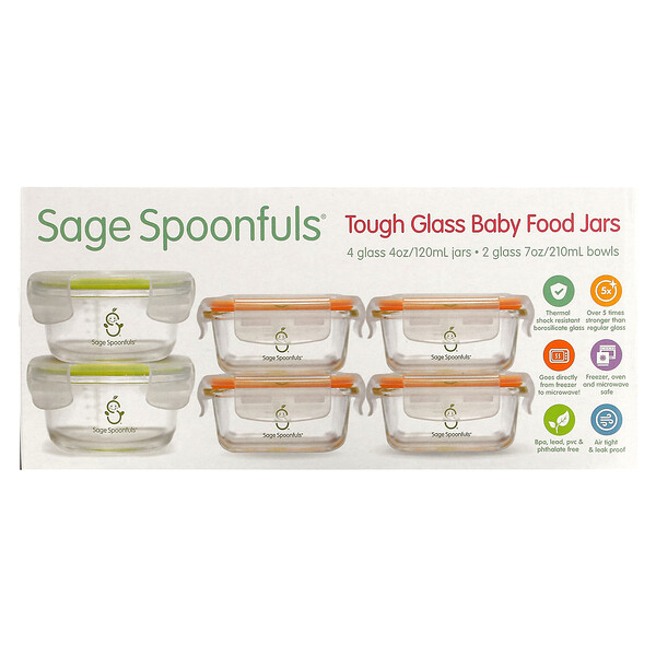 Комбинированная упаковка из прочного стекла, 6 шт. Sage Spoonfuls