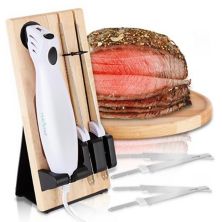 Электрический кухонный нож NutriChef с 2 лезвиями и лотком для хранения мясных блоков NutriChef