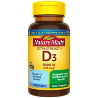 125 мкг витамина D3 в жидких мягких капсулах — 5000 МЕ — 90 жидких мягких таблеток Nature Made