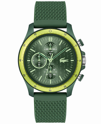 Мужские часы Neoheritage с хронографом, зеленый силиконовый ремешок, 42 мм Lacoste