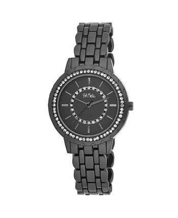 Часы-браслет унисекс с хрустальным циферблатом, безелем из черного металла, 36 мм Bob Mackie