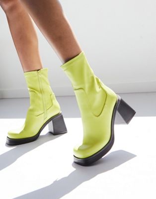 Зеленые ботинки-носки на перевернутом каблуке ASOS DESIGN ASOS DESIGN
