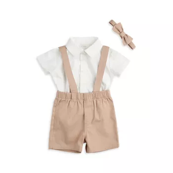 Поплиновая рубашка Petit Lem для маленьких мальчиков и amp; Комплект шорт на подтяжках Firsts by Petit Lem