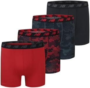 New Balance Boys' 3.5" Underwear, Performance Boxer Briefs (4 Pack) New Balance